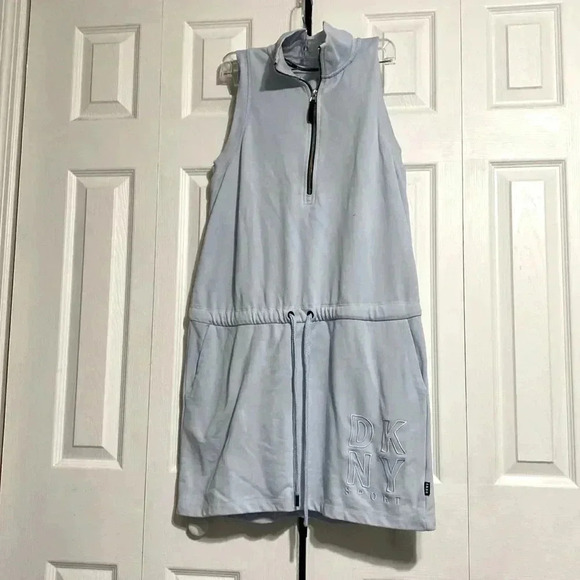 DKNY Sport Womens Sleeveless Light Blue sweatshirt Dress Size LARGE - Picture 1 of 11